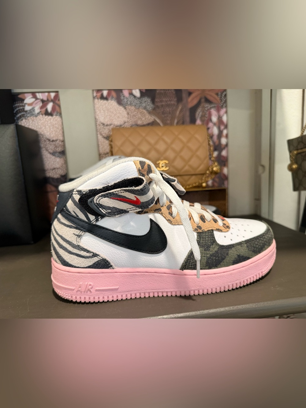Nike Air Force 1'07 Mid Animal Instinct Pink DZ4841-100 Women's Size 9 Shoes - Picture 3 of 6